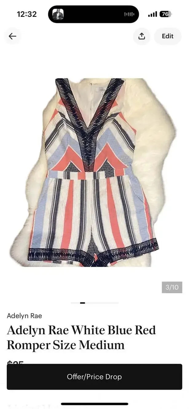 Adelyn Rae Striped Chevron Romper Size Medium - Picture 2 of 10
